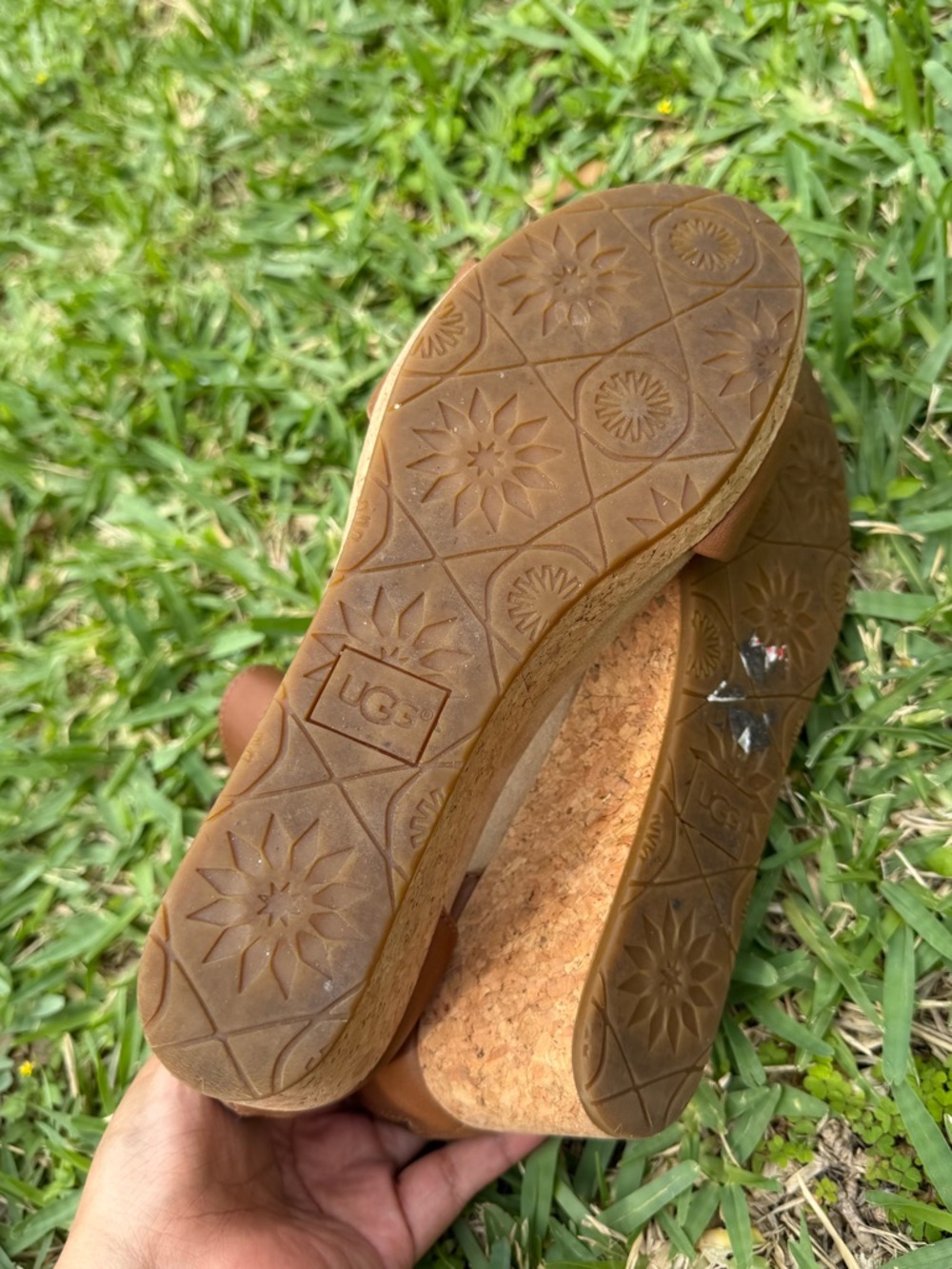 UGG Zoe Women's Brown Cork Wedge Sandals with Ankle Strap - Picture 9 of 11
